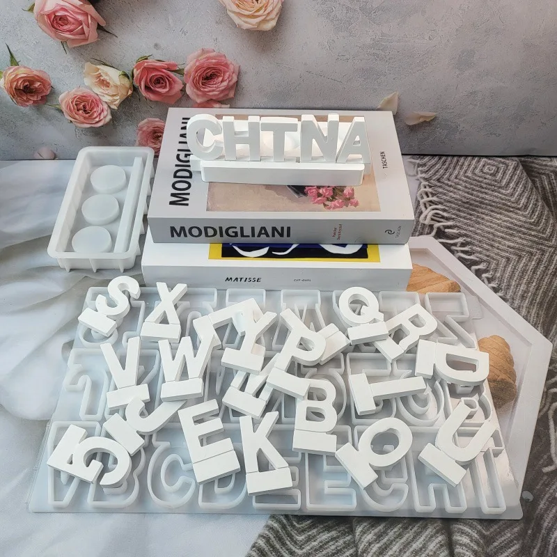 26 حرفًا من قوالب الجص للزينة على شكل حرف الأبجدية، قوالب السيليكون DIY