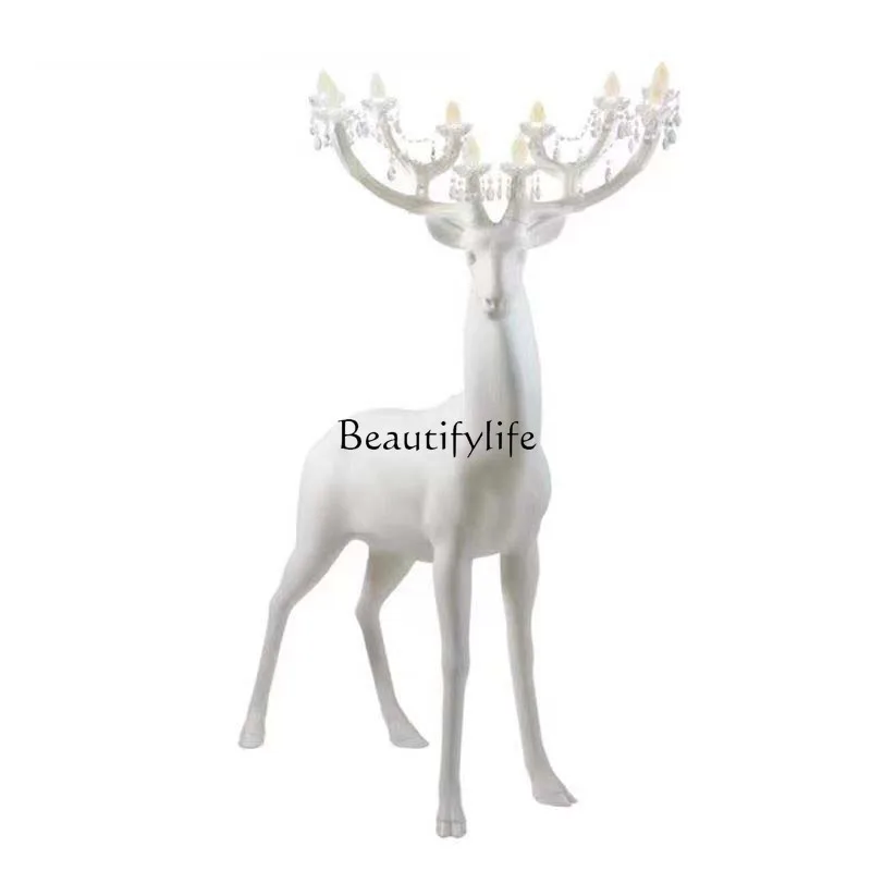 Outdoor Garden Sika Deer Art Sculpture Animal Floor Ornaments Luminous