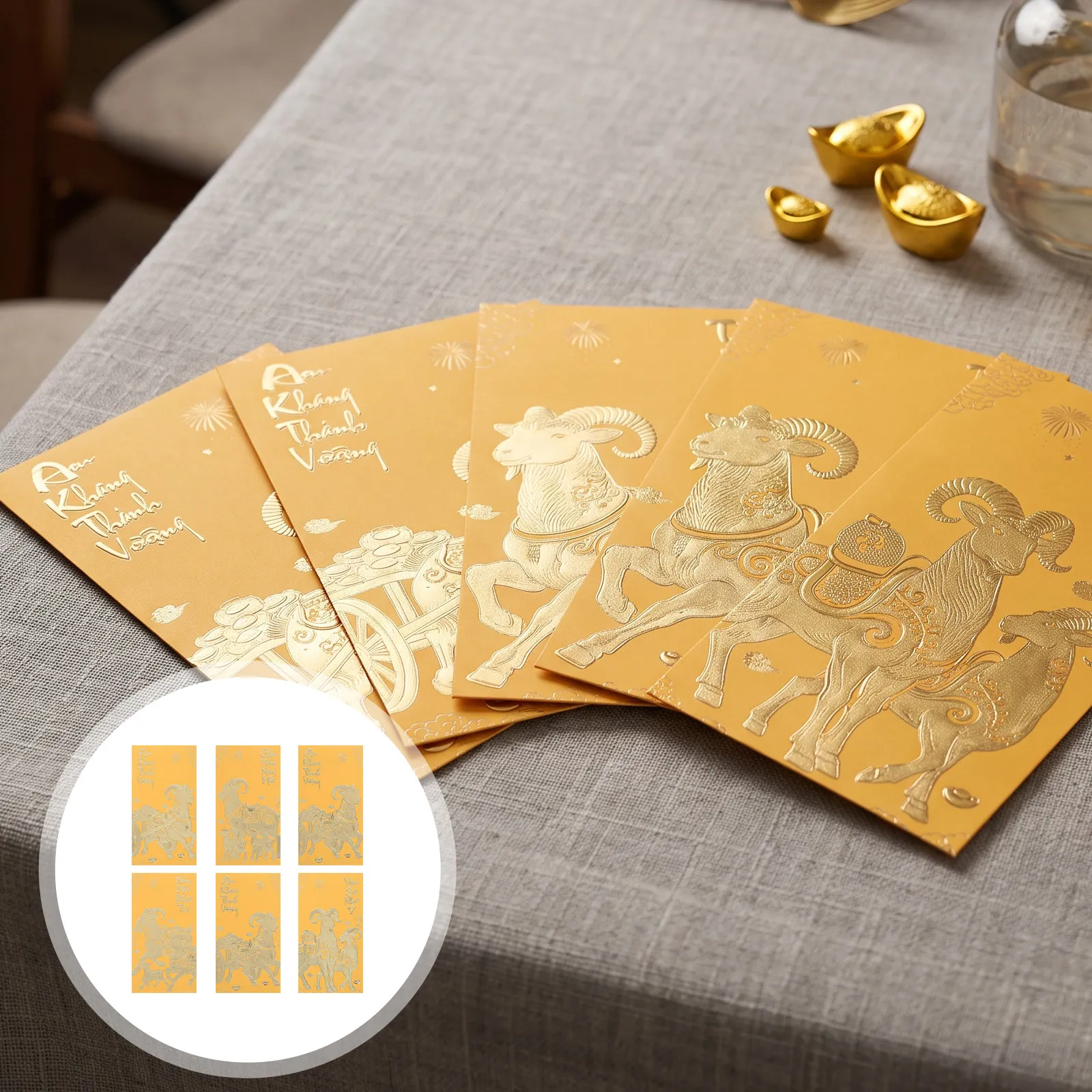 60 Pcs Lunar Year Vietnamese Tet Red Envelopes 2027 New Money Goat Hong Bao Spring Festival Chinese Packets Envelops Lucky