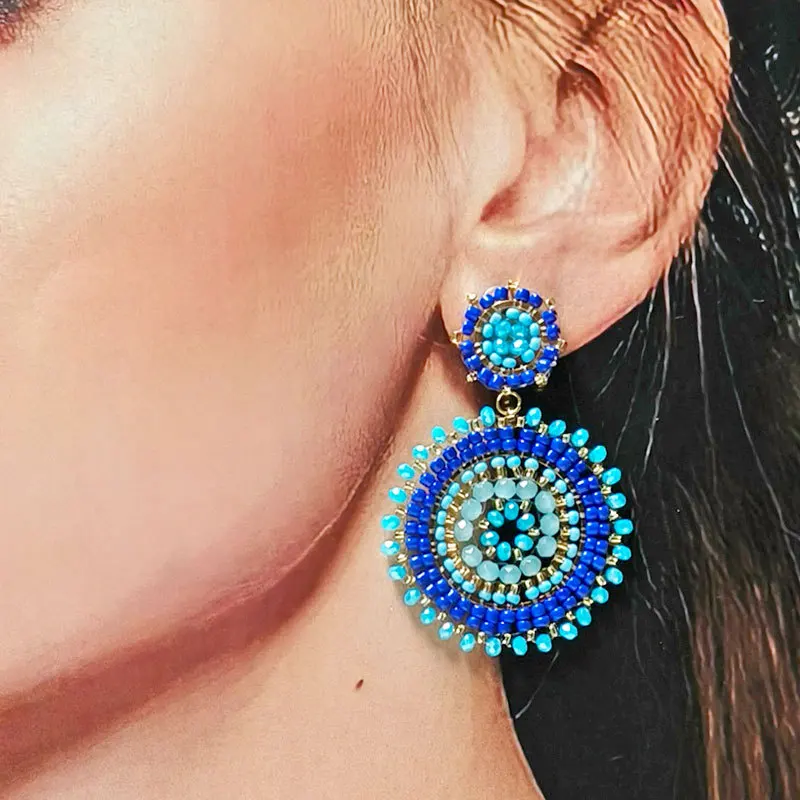 2025 New Vintage Trend Bohemian Earrings Lady Fashion Personality Simple Beaded Earrings Girls Graduation Gift