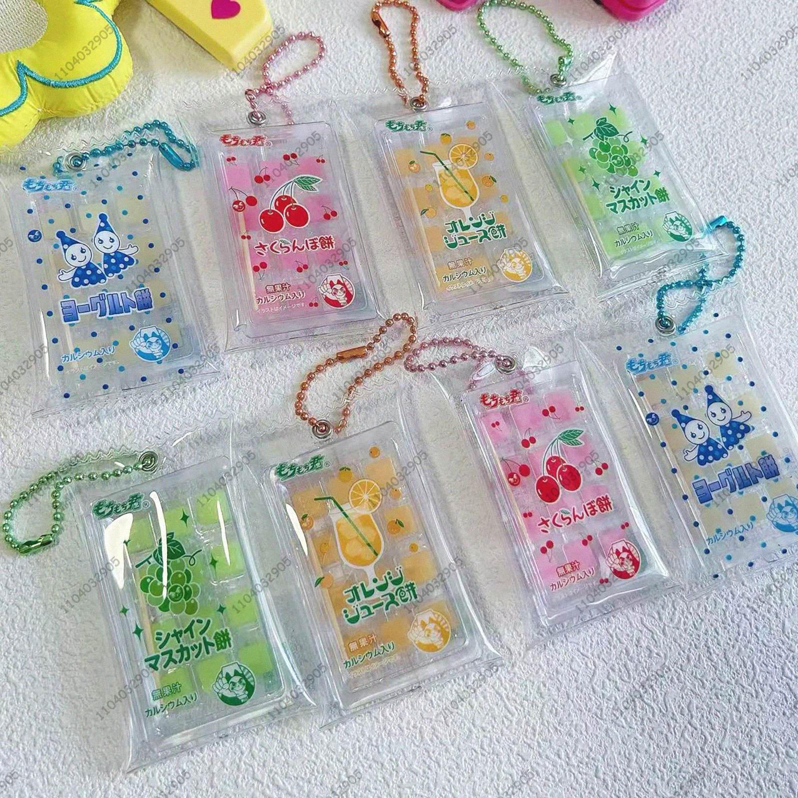 Japanese Limited Capsule Toy Cute Food Keychain Toothpick Candy & Mochi Candy Dagashi Kawaii Food Pendant Bag Charm Decoration