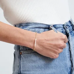 KKBEAD naturalny bransoletki z pereł biżuteria dla kobiet prezent złoty kolor Miyuki koraliki bransoletka proste cienkie Pulseras Femme