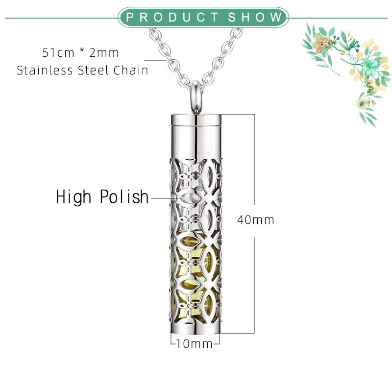Free Hose or Padd Glass Aromatherapy Locket Necklace Jewelry Screw Stainless Steel Essential Oil Diffuser Pendant For Women Man image 3