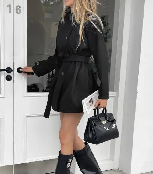 

Women's Y2K Spicy Girl Style Long Sleeved Windbreaker Coat Autumn/Winter 2025 Fashion Retro Outerwear