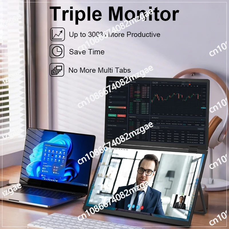 

16-дюймовый портативный QHD-дисплей LCD/LED, двойной экран для ноутбука, расширитель экрана для деловых поездок, разрешение 2.5K, высокое качество изображения