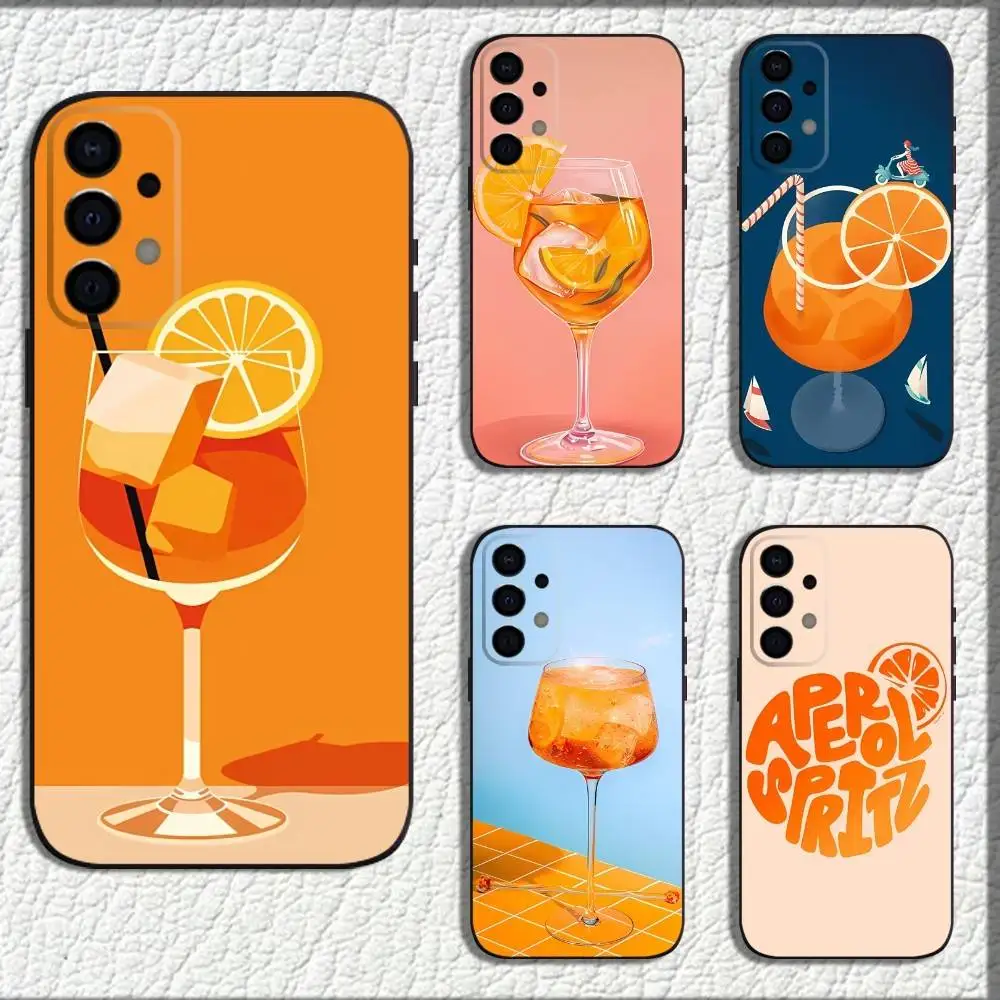 

Cocktail Spritz Art Phone Case For Samsung Galaxy A73,72,71,A52,51,40,41,A22,A32,31,A13,12,Note20 Soft Black Shell