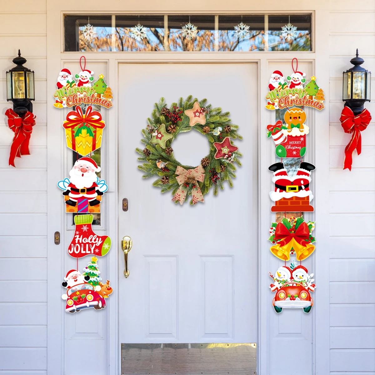 Christmas Hanging Door Banner Christmas Ornaments Marry Christmas Decorations for Home 2024 Xmas Natal Happy New Year 2025