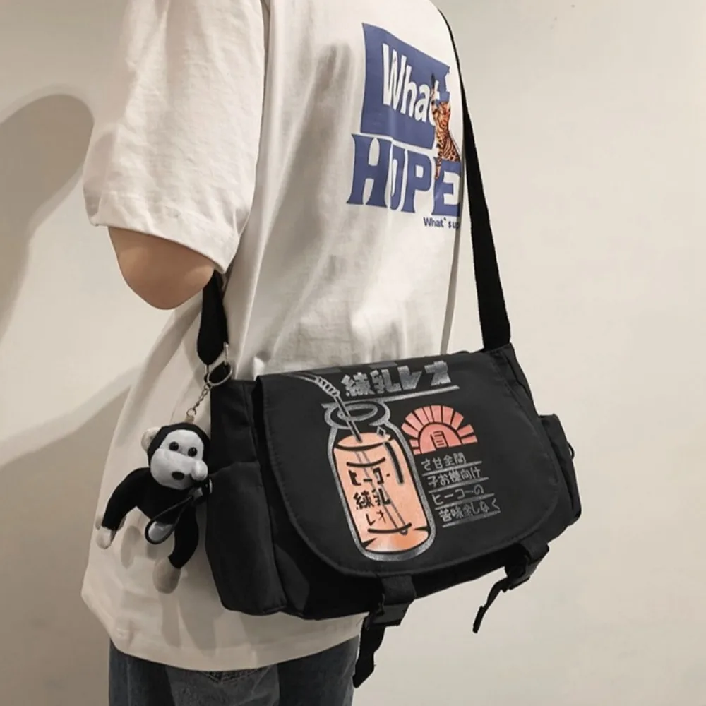 Moda náilon masculino crossbody saco casual estilo japonês saco do mensageiro grande capacidade estilo harajuku bolsa de ombro ao ar livre