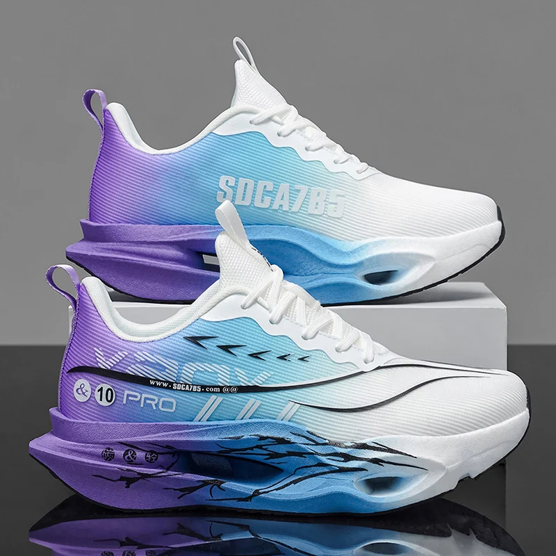 Herren-Freizeitsportschuhe mit Carbonplatte zur Laufunterstützung, atmungsaktivem Mesh, bequemen, niedrigen Schnürschuhen für Trailrunning, Zero-Drop-Sohle, langsamem Rückprall, rutschfest, geeignet für Fitnessstudio, Jogging und Camping. – Detail 32