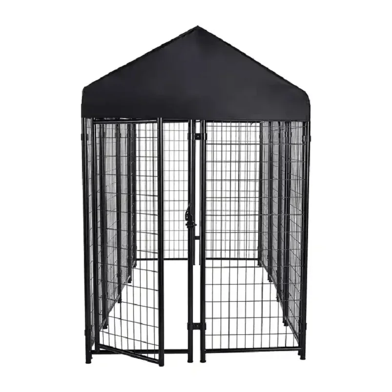 Portable Heavy Duty Metal Wire Dog Playpen Clear Outdoor Security Fence Panel with Nature Pressure Treated Wood for Large Dogs