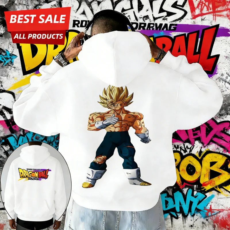 

2026 Autumn Winter Dragon Ball DAIMA Super Saiyan Vegeta Cotton Printed Retro Hoodie Oversized Unisex Sweatshirt for DB Fans