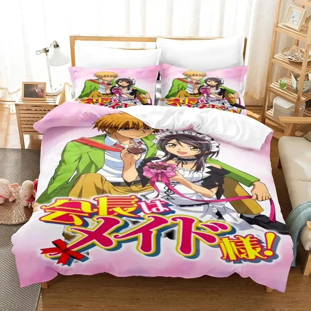 Anime Kaichou wa Maid-sama Usui Takumi Misaki Bedding Set Boys Girls Twin Queen Size Duvet Cover Pillowcase Bed Kids Adult