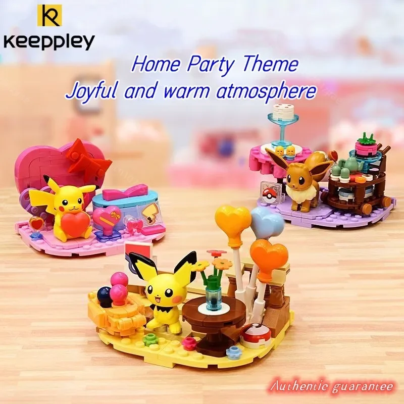 Keeppley Building Blocks Pokémon Series Holiday Party Psyduck Building Blocks Toys Pikachu Educational Holiday Gifts