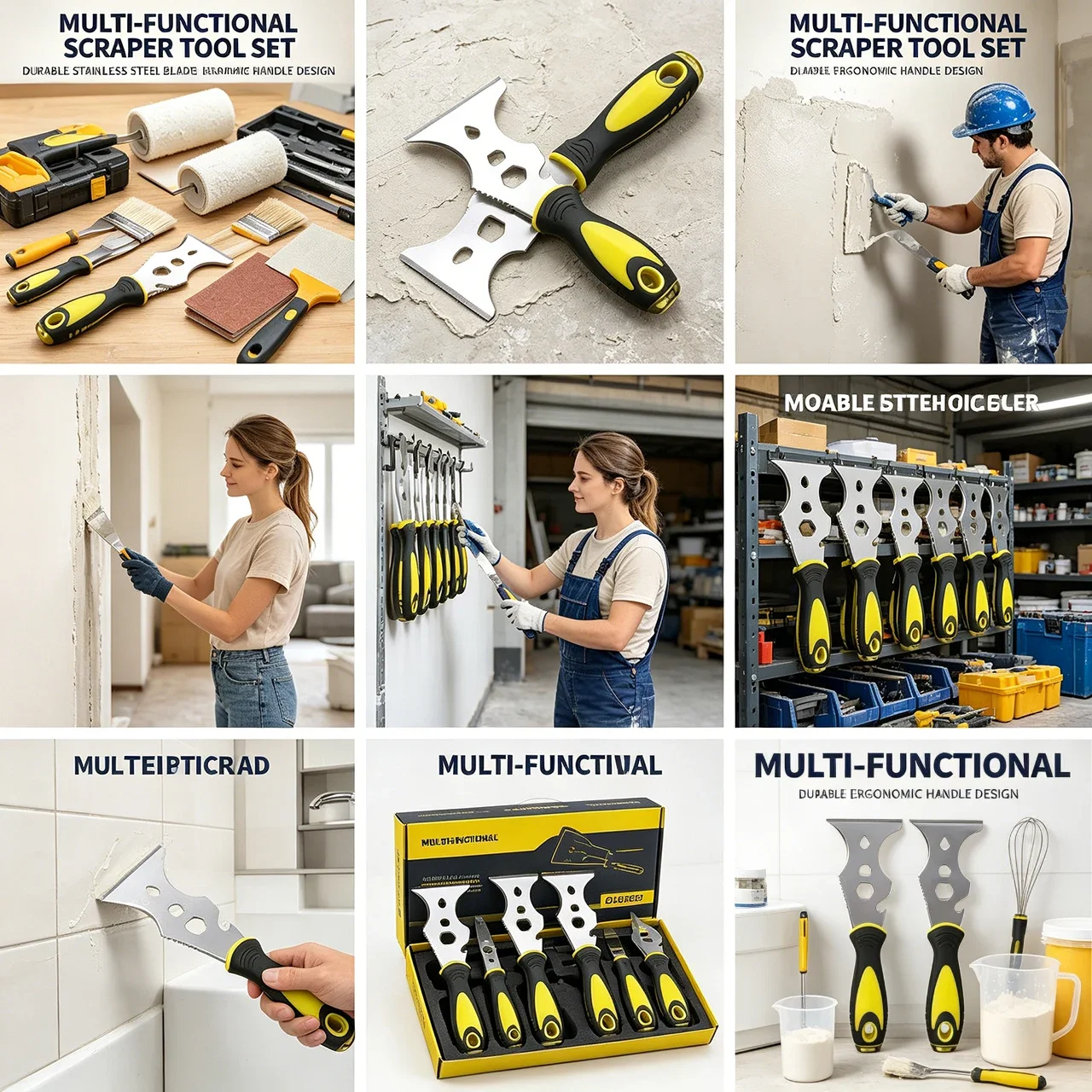 15-in-1 Stainless Steel Putty Knife & Scraper Set - Multi-Function Wall Repair & Cleaning Tool for Painters & DIYers