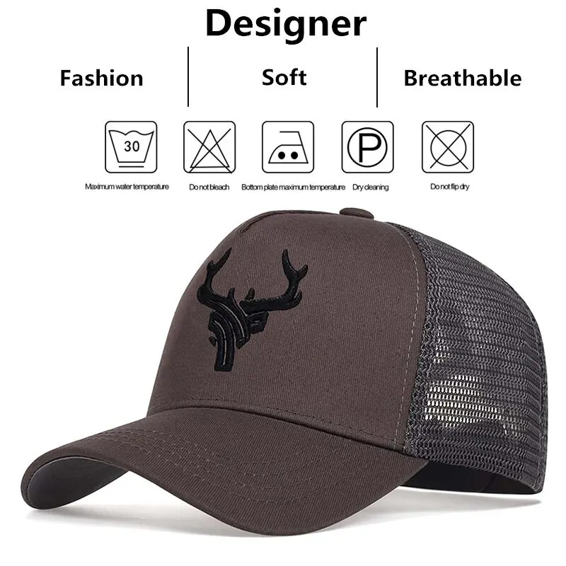 Unisex Animal Antlers Embroidery Baseball Net Caps Spring and Summer Outdoor Adjustable Casual Hats Sunscreen Hat image 6