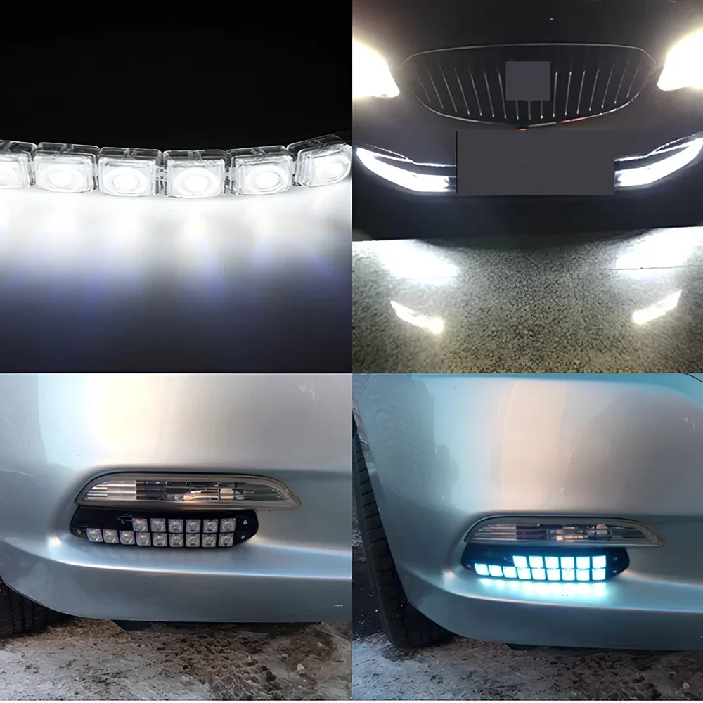 1X 6 9 10 12 16 20Leds araba esnek gün işıkları COB sürüş gündüz otomatik sis lambası su geçirmez ampul otomobil Styling LEDS