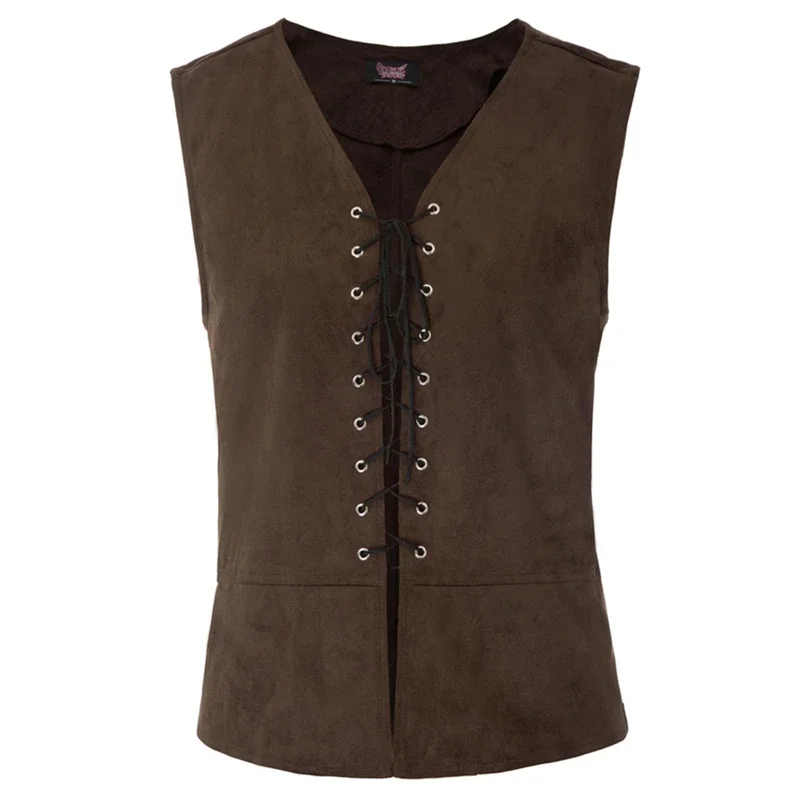 Mannen Punk Middeleeuws Vestkostuum Renaissance Steampunk Tops Gentleman Bandage Coat Retro Gothic Slim Knight Vest