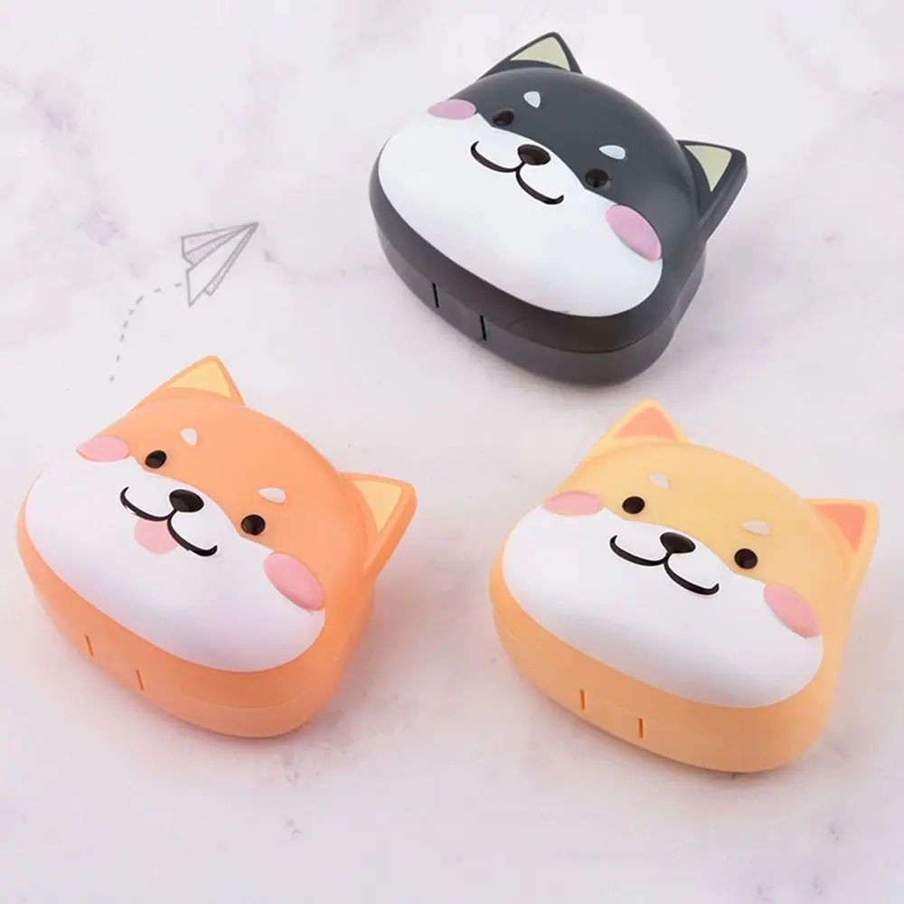 Mini Cute Contact Lens Case Portable Dog Shape Contact Lens Care Box Cartoon Three-dimensional Contact Lens Storage Box Travel