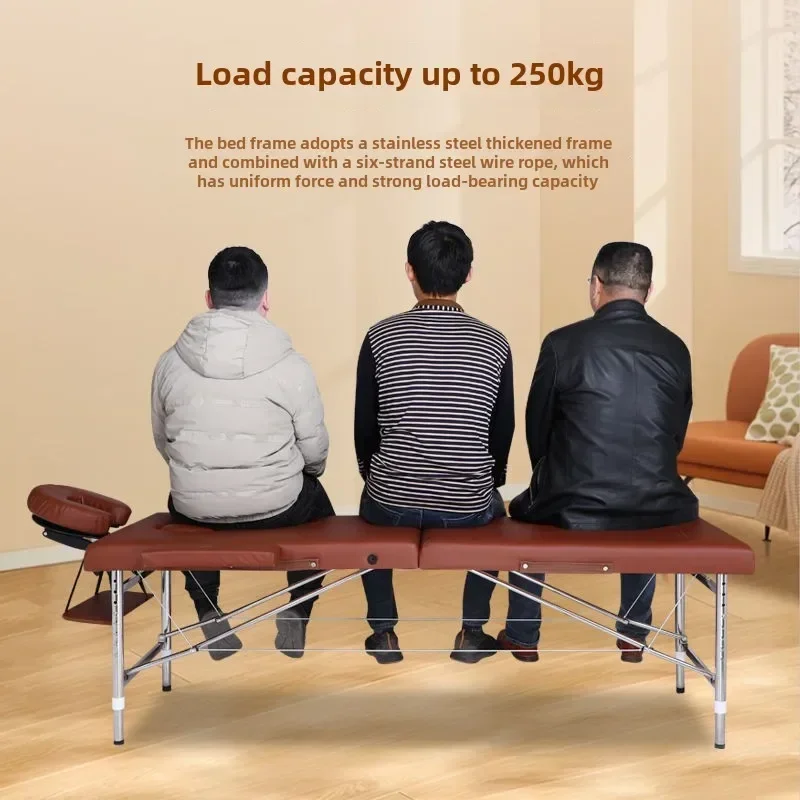 美容サロン用リフティングポータブルステンレス鋼マッサージベッド、ポータブル折りたたみ式家庭用美容理学療法灸マッサージベッド