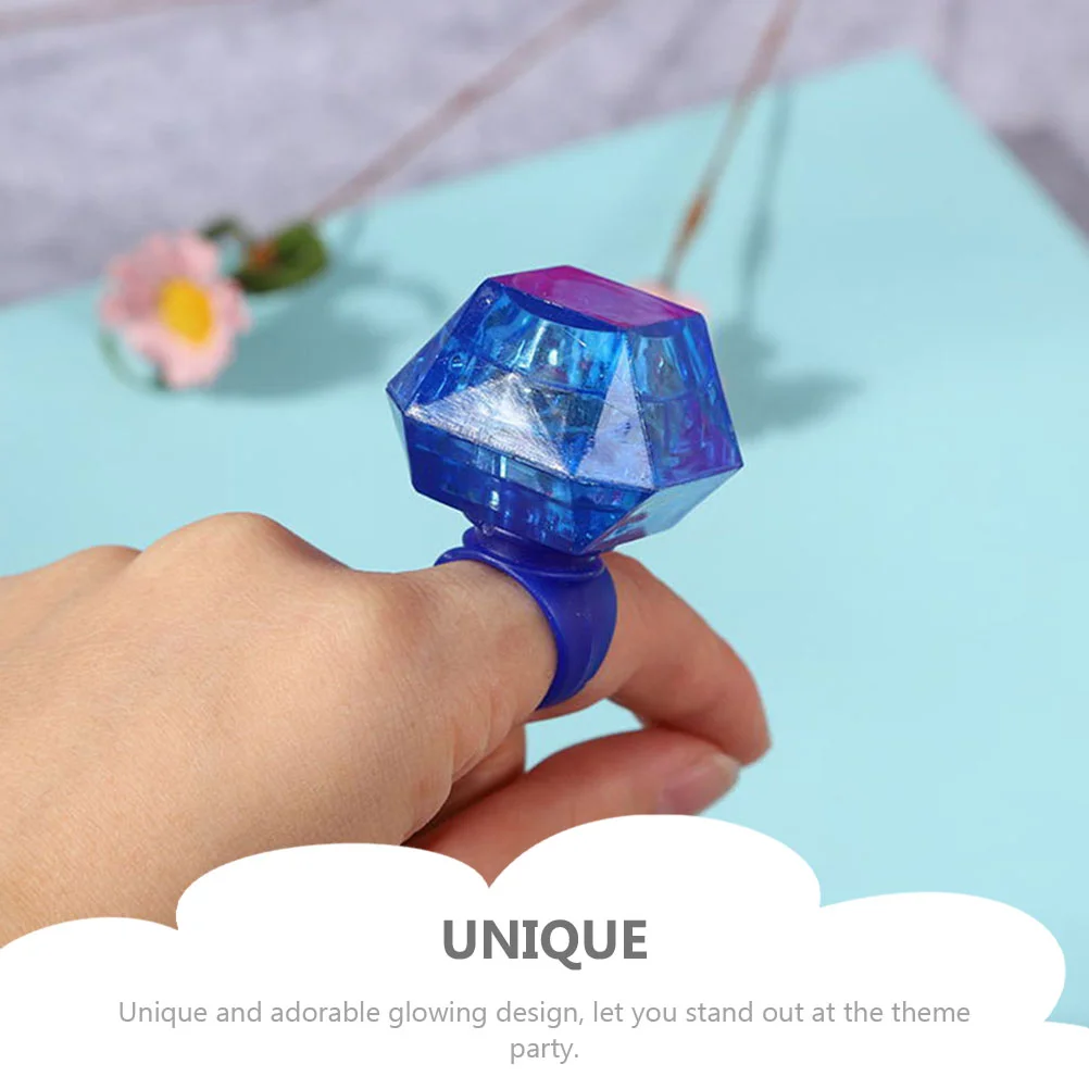 6 Pcs Luminous Diamond Ring Halloween Light Up Rings Glow Plaything LED Finger Party Toys Kids Novelty Delicate Child