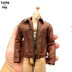 Brown 1/6 Scale Pu Leather Jacket Clothes Model for 12in Male Soldier Action Figure Body Doll