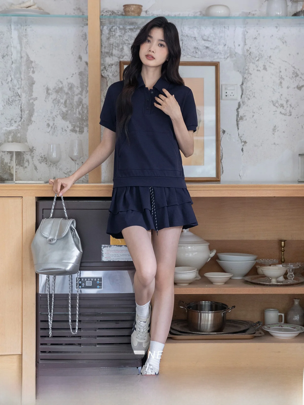 

Повседневная юбка длиной до пола с деревянными рюшами и эластичной резинкой на талии королевского синего цвета для женщин. Новая летняя юбка Faion ort.