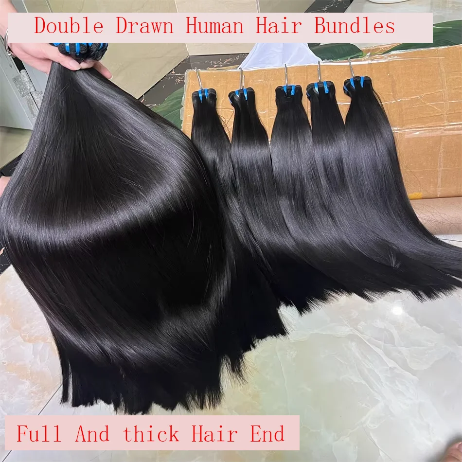 SWANEE 15A Double Drawn Straight Unprocessed Human Hair Bundle Raw Remy Lady Hairs Natural Color for Black Women Hair Extensions