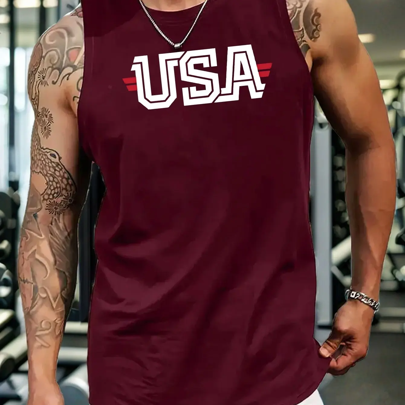3D USA Print Men's Tank Tops Summer Leisure Fashion Sports Crew Neck Pullover Vest Daily Fitness Training Men Sleeveless T-shirt