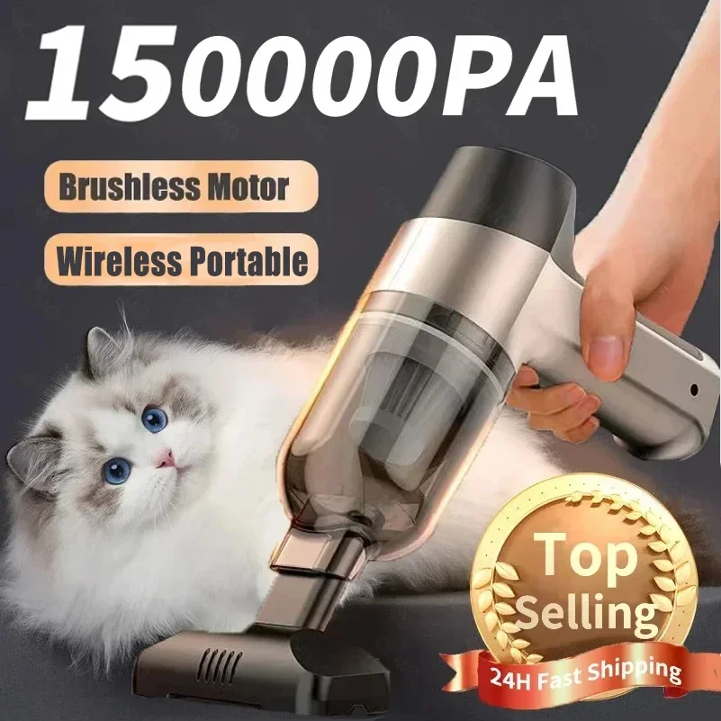 150,000PA Cordless Handheld Vacuum Cleaner for Home and Car- Powerful Cleaning Machine for Pet Hair