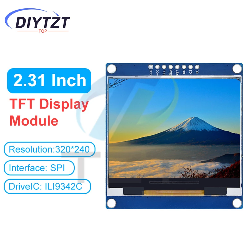 

DIYTZT 2,31 дюйма 8PIN SPI 262K цветной TFT ЖК-дисплей модуль экрана ILI9342 контроллер 320*240 (RGB) для Arduino