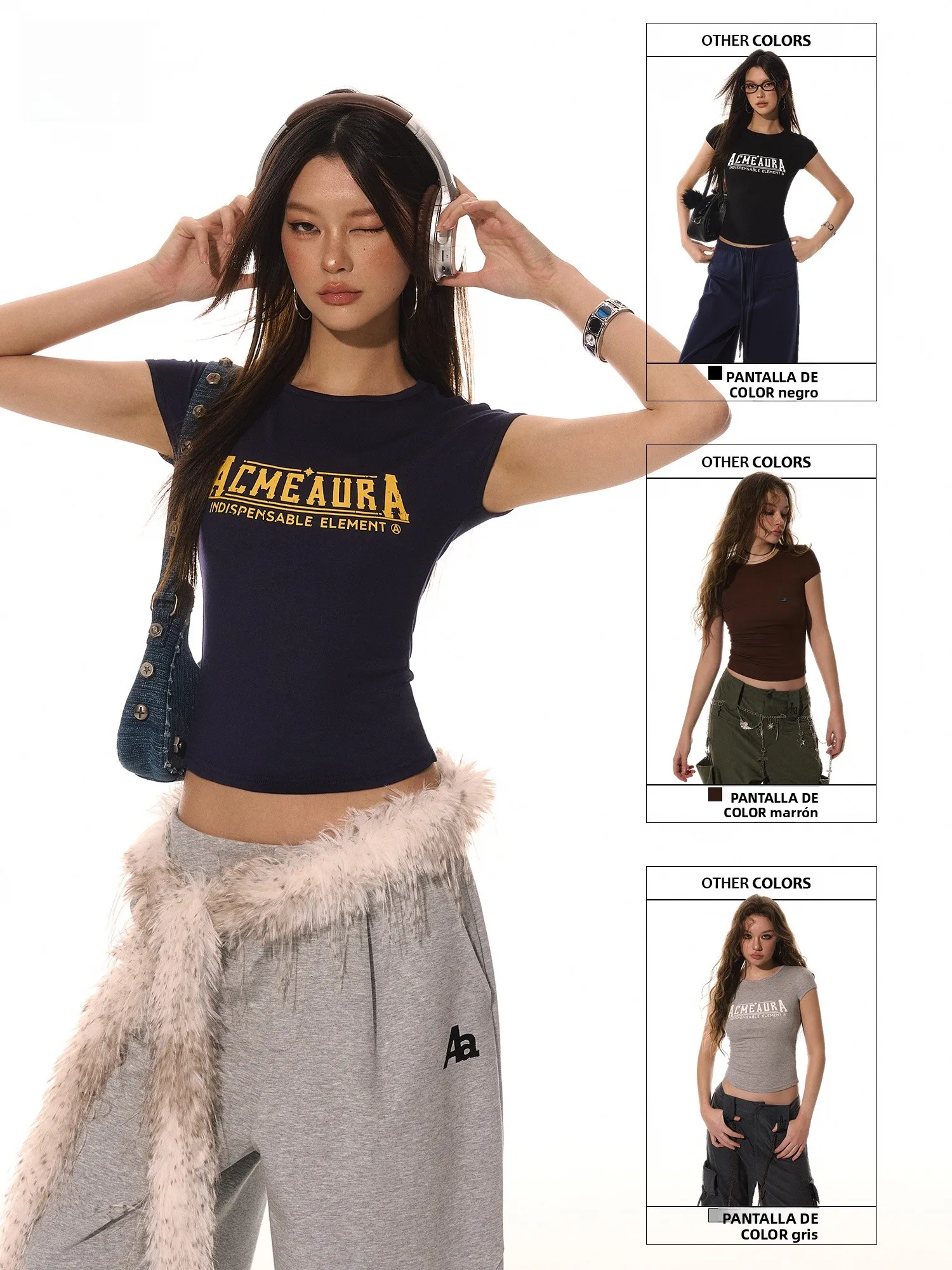 

ACME AURA винтажная круглая футболка с буквенным принтом Ne ort Sve, женская летняя облегающая футболка Sli, повседневный креативный топ из смеси волокна