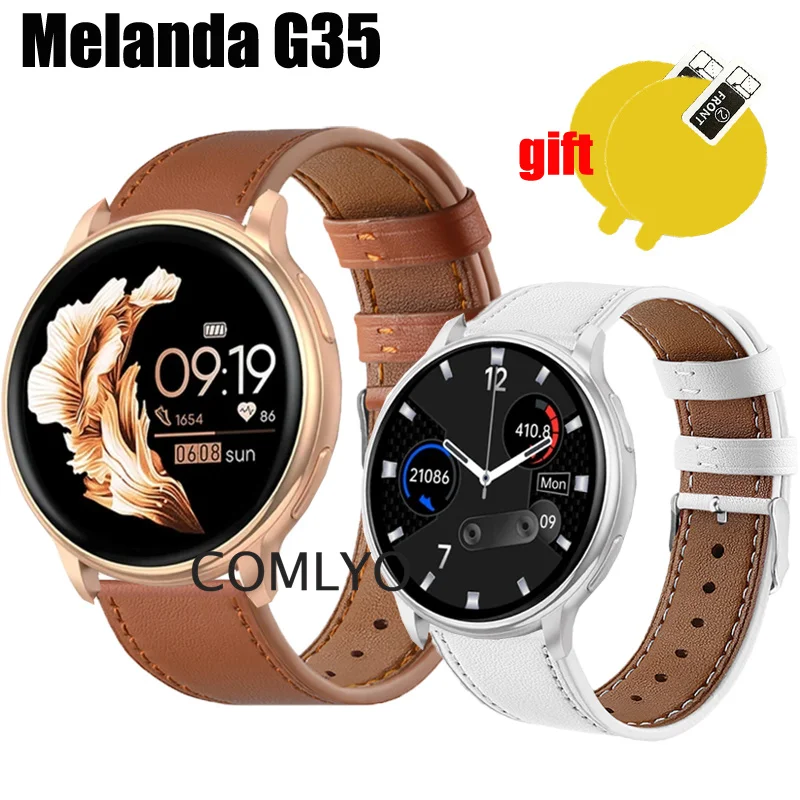 For Melanda G35 Strap Leather Soft Bracelet SMART WATCH Women men Band Screen protector film