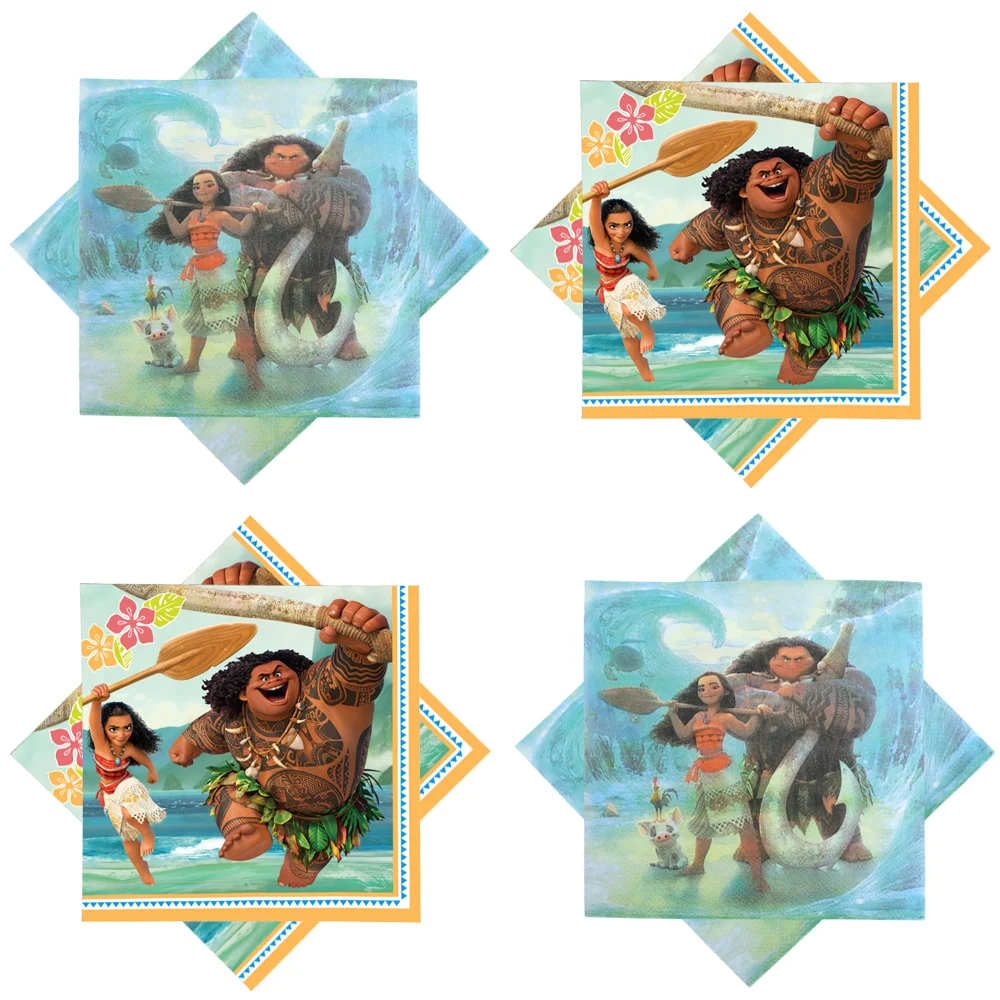 20Pcs/Pack Disney Moana Table Decoupage Paper Napkins Moana Paper Tissues for Wedding Party Girls Baby Shower Supplies Gifts