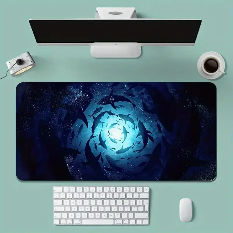 Ocean Elegant Shark Swirl Game Mouse Pad Non-slip Desk Mat Suitable for Gaming and Office Cute MousePad Mouse Mat Gaming Carpet