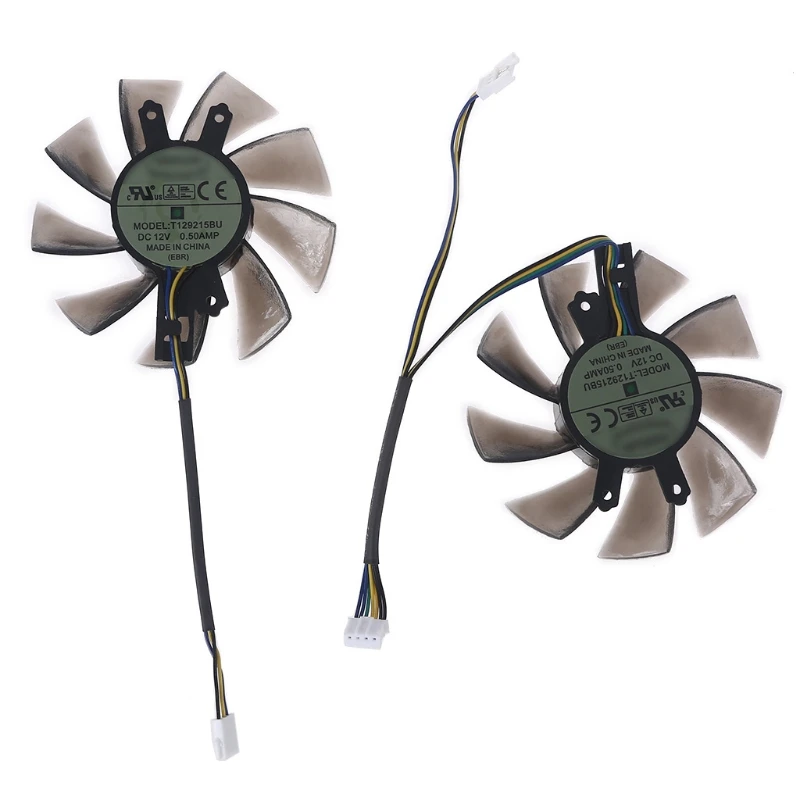 2PCS T129215BU Graphics Card Cooling VGA Cooler Fan 4Pin 12V 0.50A for GALAX