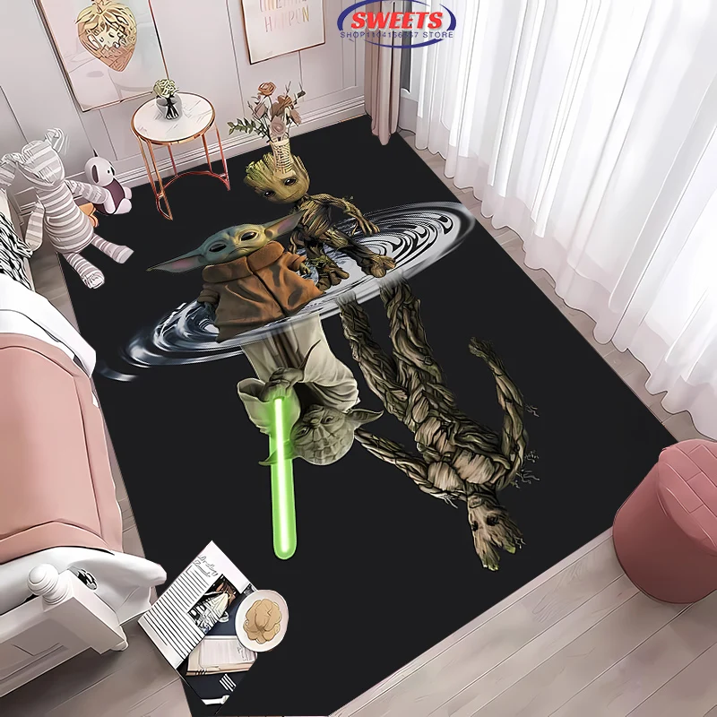 Star Wars Baby Yoda Grogu Carpet, Living Room and Bedroom Household Items, Kid's Room Sofa Mat, Doormat Floor Anti-slip Rug,Gift