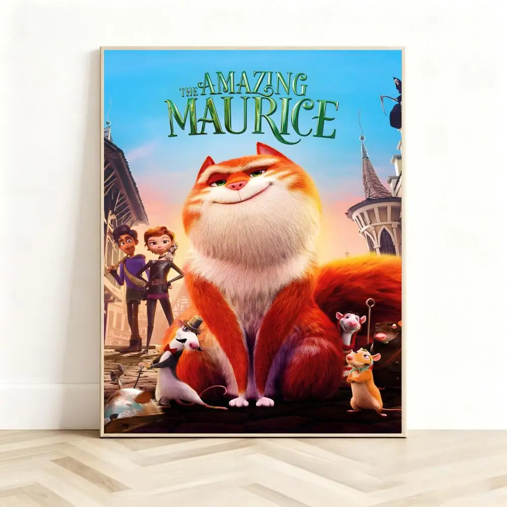 Whimsical Adventure Animation T-The Amazing Maurice Poster Classic Self-Adhesive PP Wall Sticker for Living Room Bar Decor Gift