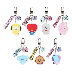 Küçük bir hayvan, anahtarlık seti, akrilik yaşları arasındaki kız ve erkek çocuklar için, şeffaf çizgi film, metal anahtarlık, çanta uğuru, hediye dekorasyonu, araba, Bt21, yepyeni, 1,7 adet 8 en çok satan, anahtarlık akrilik bts-no. 1