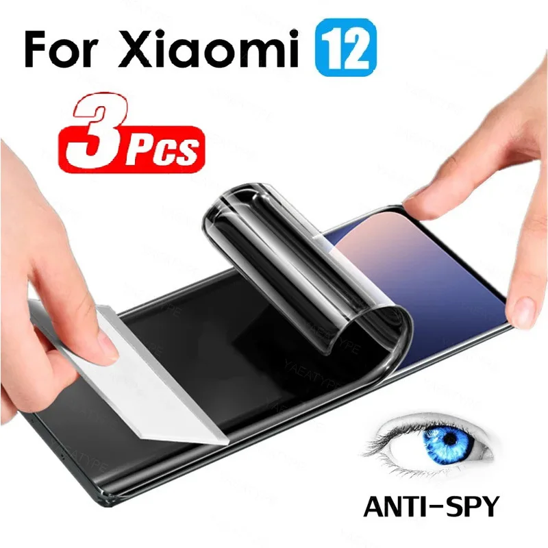 3Pcs Privacy Hydrogel Film For Xiaomi Redmi Note 11S 10S 9S 8T 7 10 10C 9 9A 9T 9C Without Fingerprint Unlocking