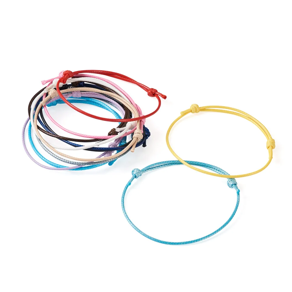 50Pcs Korean Waxed Polyester Cord 40~70mm Adjustable Bracelet Braided Rope for DIY Friendship Bracelet Jewelry Making Supplies