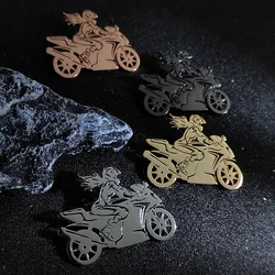Women's gold-plated motorcycle badge, silver men's chest pin, black lapel brooch, suit accessories set
