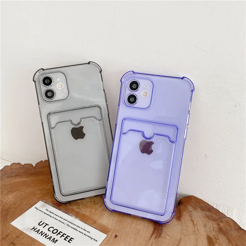 Transparente Kartensteckplatz-Taschenhalter-Hülle für iPhone 13 11 12 14 15 Pro Max Mini X XS XR SE 7 8 Plus Klare, stoßfeste Brieftaschenhülle – Detail 1