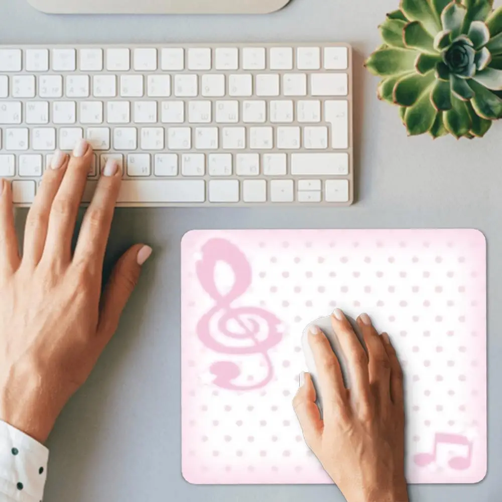 Pastel Music Staff Treble Clef Mousepad, Cute Colorful Musical Note Desk Pad, Smooth Surface, Anti Slip Mat for Laptop Computer