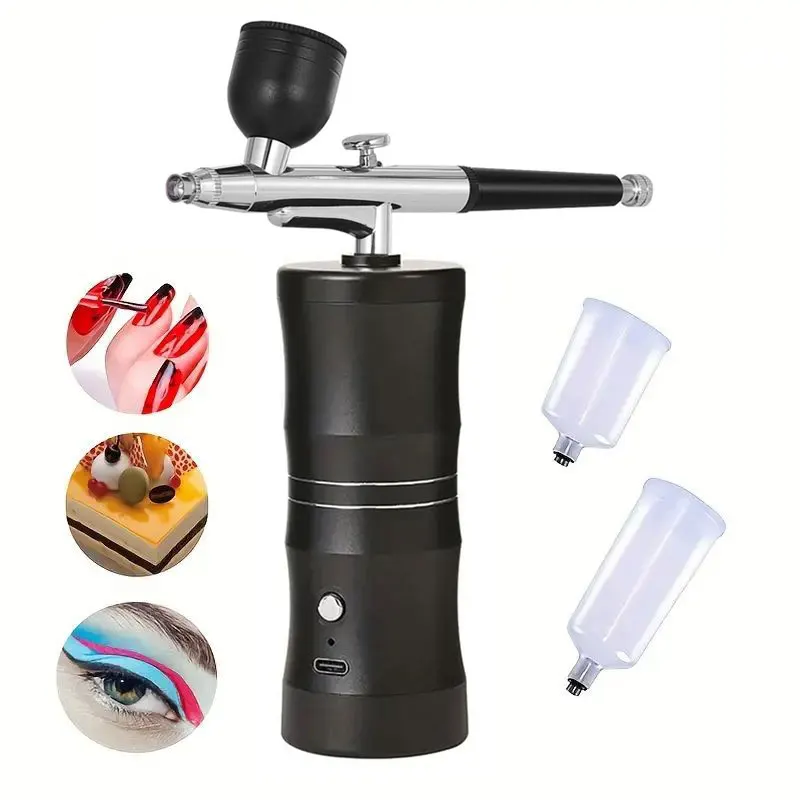 

1 set Portable Mini Airbrush Kit for Painting, Hobby, Craft, Cake Decorating, and Tattoo - Includes Gravity Feed Airbrushes, Com