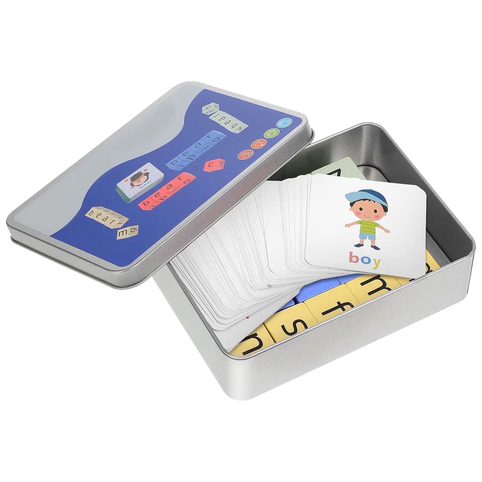 

1Set Letter Game Wooden Blocks English Spelling Game for Kids Preschool Learning Letter Matching Word Building Educational