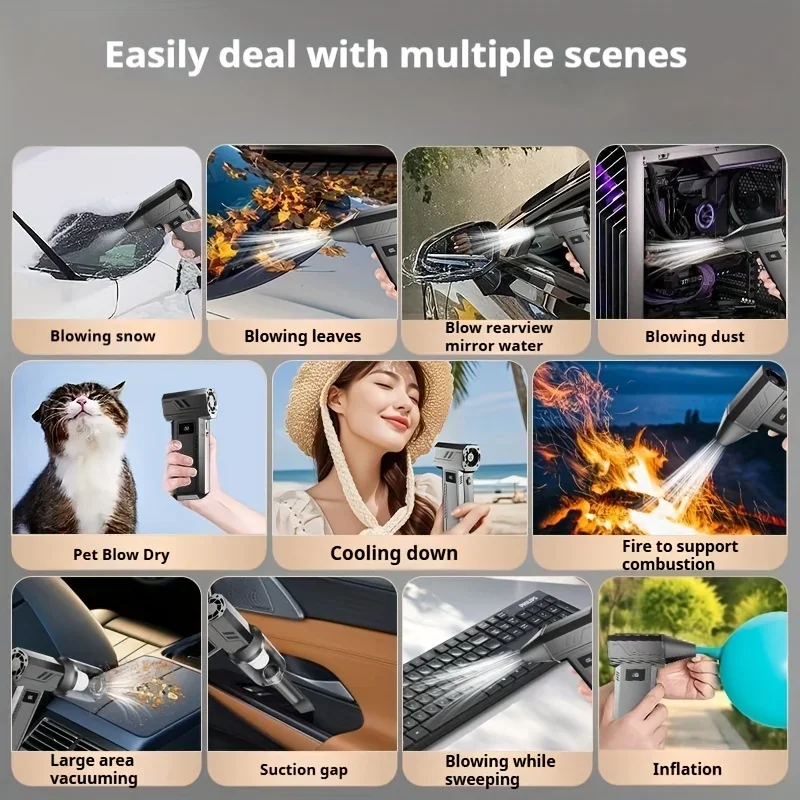 منفاخ توربو جيت محمول باليد X3pro: محرك بدون فرشاة 140,000 دورة في الدقيقة، سرعة الرياح العالية 62 مترًا/الثانية – مروحة قناة صغيرة من الدرجة الصناعية