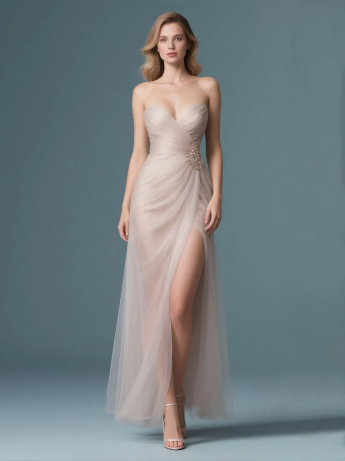 

Sexy Strapless Sleeveless Wedding Guest Dress Modern Tulle Ankle Length Evening Dress with Backless Sequin 2025 free customized