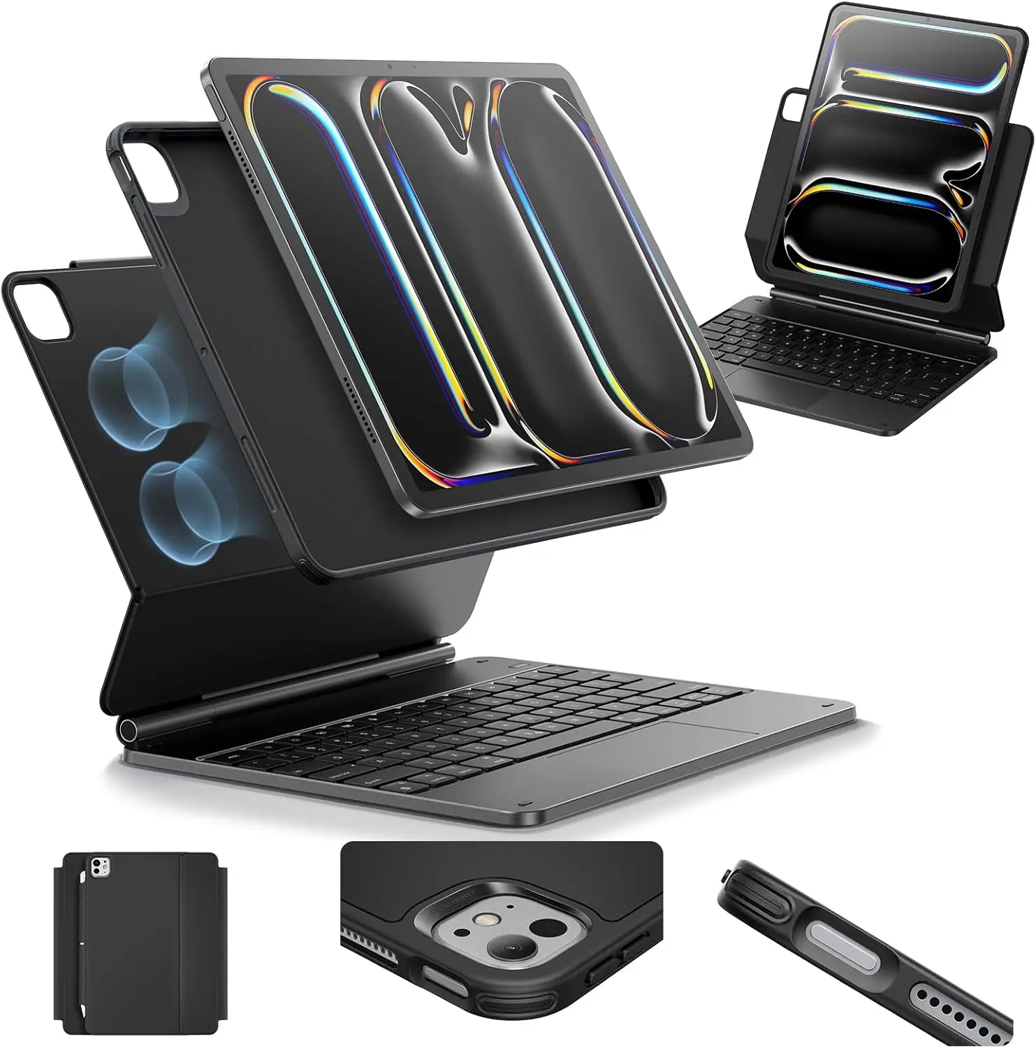 

iPad Pro 11 Keyboard Case with Magnetic Stand, Removable Protective Cover for M5/M4 Models (2025/2024)