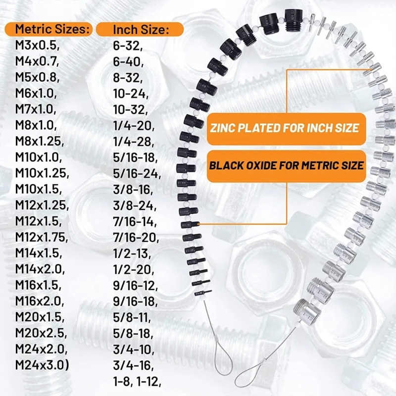 Nut and Thread Checker Thread Tester (Inch & Metric) 44 Male/Female Gauges