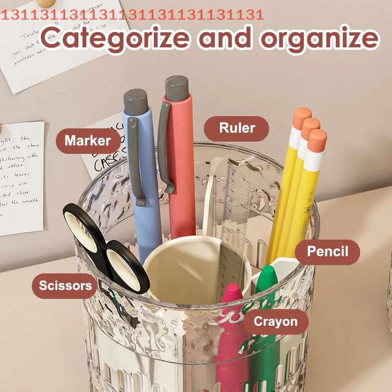 กล่องเก็บเครื่องสำอางสุดหรู 360 องศา สำหรับลิปสติก ดินสอเขียนคิ้ว อุปกรณ์เครื่องเขียน และอายแชโดว์ °   ที่วางแปรงแต่งหน้าแบบหมุนได้ อุปกรณ์จัดระเบียบเครื่องสำอาง